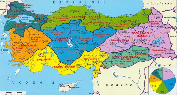 Ayrıntılı Türkiye Coğrafi Bölgeler Haritası