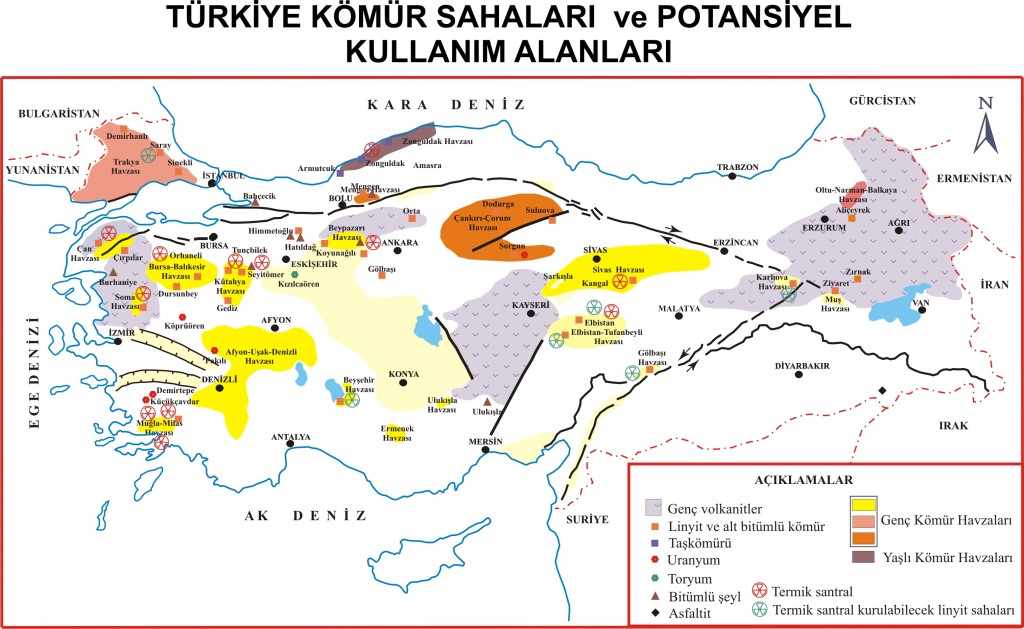 Türkiye Kömür Havzaları ve Potansiyel Uygulamaları Haritası