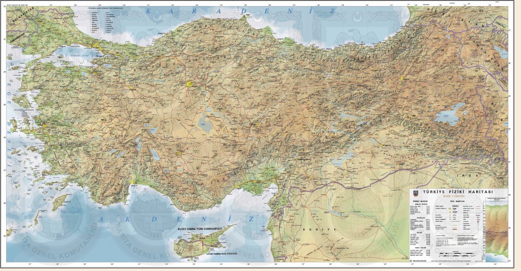 Türkiye Fiziki haritası büyük boy