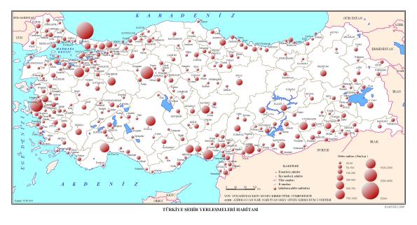 türkiye yerleşme haritası